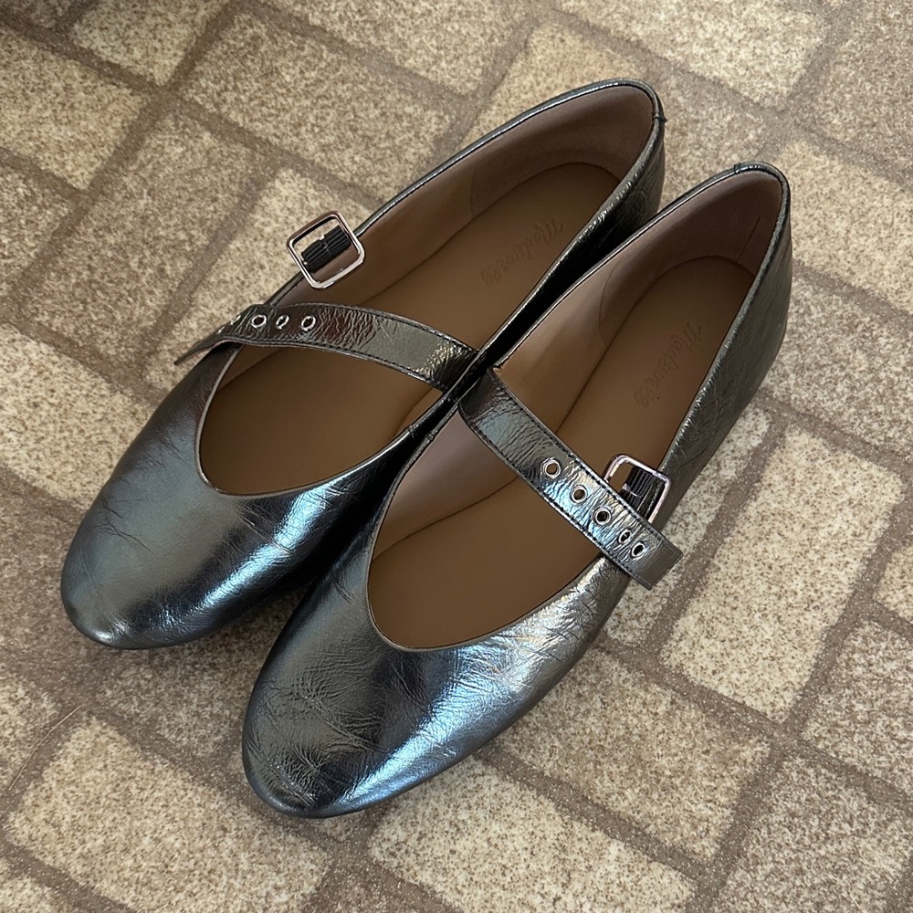 Madewell Metallic Silver Mary Jane Flats